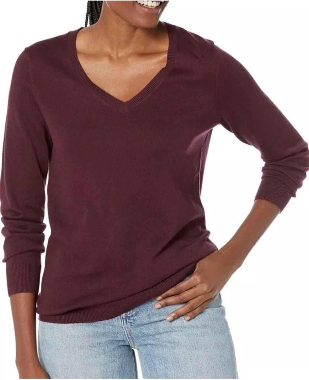 Amazon Essentials Plus Size 4X V-Neck Sweater Burgundy